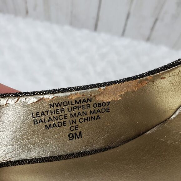 Nine West Gilman Leather Heels Glitter Gold Size 9 - Picture 3 of 8